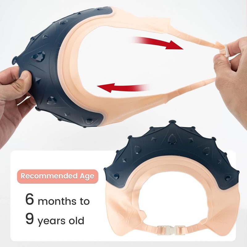 FUNUPUP 2 Pack Baby Shower Cap for Kids, Adjustable Toddler Hair Washing Bathing Shield, Shampoo Visor to Protect Eyes (Crown) - Image 3